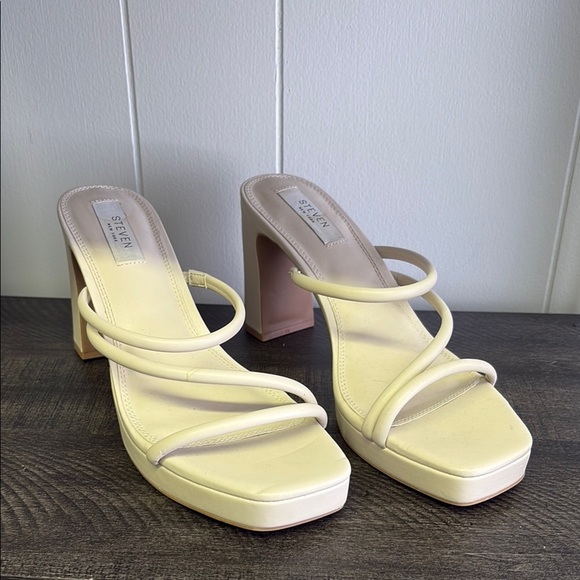Stylish Cream Heeled Sandals by Seven7 - Picture 1 of 6